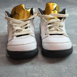 Air Jordan 5 Retro BG Olympic Gold White/Black toddler 8C 440890-133